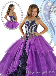 2014 New Halter purple Girl's Pageant Dresses Beads Sequin Ball Gown Shining Girl Dresses All custom size RG 6452