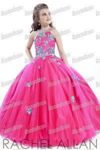 Pretty Red Tulle Straps Beads Flower Girl Dresses Girls' Pageant Dresses Dressy Dress Holidays Dress Custom Size 2 4 6 8 10 12 FF801093